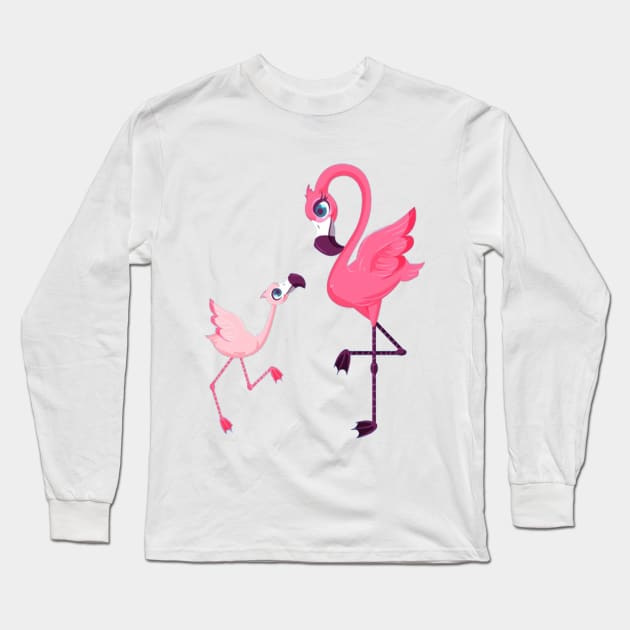 Momma & Baby Flamingos Long Sleeve T-Shirt by crazytz